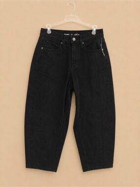 Old Navy Black High-Rise Barrel Leg Jeans